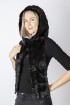 Black mink fur hood-scarf